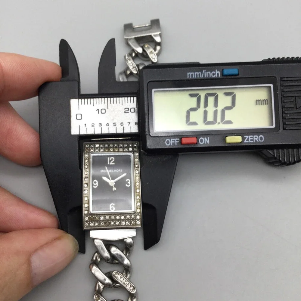 Michael Kors Womens Watch 20mm Black Dial Silver Tone Crystals New Battery 6.75